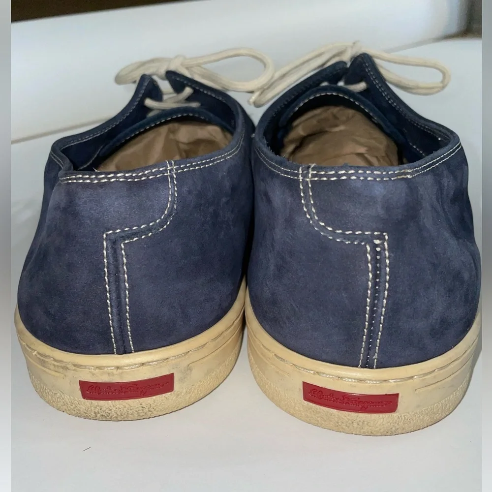 Vintage Salvatore Ferragamo Navy Blue Sneakers Size 12D - Picture 4 of 15